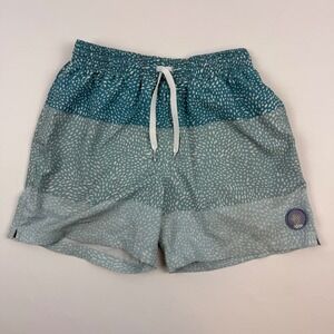 Chubbies Mens Teal Blue Speckled Colorblock Swim Trunks 5.5 Inseam Small